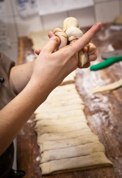 Twisting the dough into shape
